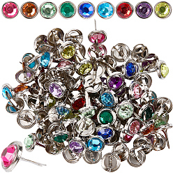 (52) Непрозрачная лаванда 150 шт. платиновых железных брадсов со стразами, плоско-круглые, скрапбукинга, Фотоальбом, украшение свадебных принадлежностей, детские куклы, бумажные карточки diy, разноцветные, 14x9.5 мм