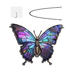 Индиго Бабочка железный настенный декор, для сада, крыльца, патио, балкона, украшения, с цепью и крючком, индиговые, 201x305 мм