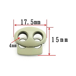 Dark Sea Green Zinc Alloy Spring Cord Locks, 2 Hole Drawstring Toggle Spring Clasp, Dark Sea Green, 17.5x15mm, Hole: 4mm