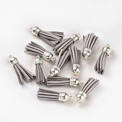 Темно-Серый Замша кистями, с пластиковыми выводами ccb, хороший для DIY серьги или сотовый телефон делает ремни, платина, темно-серый, 38x10 мм, отверстие : 2 мм