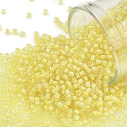 (182) Inside Color Luster Crystal Soft Yellow Toho runde Rocailles, japanische Rocailles, (182) Innenfarbe Glanz Kristall weich gelb, 11/0, 2.2 mm, Bohrung: 0.8 mm, über 1110pcs / Flasche, 10 g / Flasche