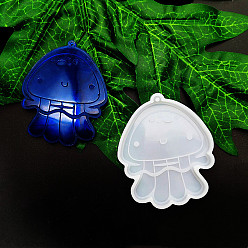 Белый DIY силиконовые формы кулон, формы для литья смолы, медуза, белые, 76x63x8 мм, отверстие : 2 мм