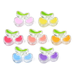 (52) Непрозрачная лаванда Прозрачные бусины из акриловой эмали, вишня, разноцветные, 22x27.5x8 мм, отверстие : 3.5 мм