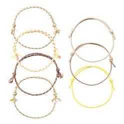 Color mezclado 14 piezas 7 juego de pulseras de cordón de algodón de colores para hombres y mujeres, color mezclado, 5-1/8~11-3/8 pulgada (13~29 cm), 2 piezas / color