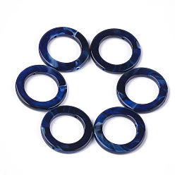 Dark Blue Acrylic Bead Frame, Imitation Gemstone Style, Ring, Dark Blue, 41x4.5mm, Hole: 2mm, about 130pcs/500g