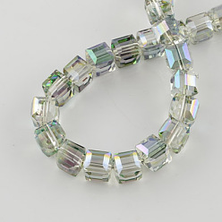 Clear Electroplate Glass Bead Strands, Faceted, Cube, Clear, 4x4x4mm, Hole: 1mm, about 100pcs/strand, 15.7 inch