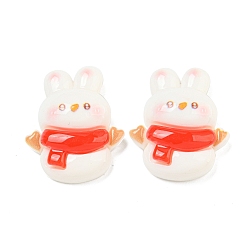 Кролик Рождественский кролик на тему непрозрачной смолы, декодированные кабошоны, кролик, 25.5x22x8.5 мм