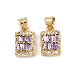 Настоящее золото 16K Латунные микро проложить кубического циркония прелести, прямоугольные, реальный 16 k позолоченный, 14x9x4 мм, отверстие : 4.5x3.5 мм