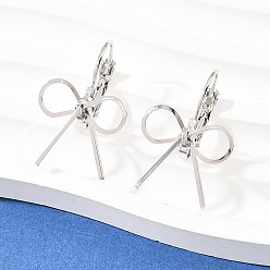 Платина Серьги-гвоздики с застежкой-бабочкой из латуни, без никеля , платина, 26x18 мм