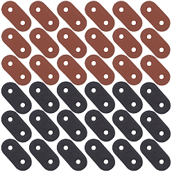 Mixed Color 50Pcs 2 Colors 2-Hole PU Leather Buttons, Oval, Mixed Color, 19x40x2mm, Hole: 5mm, 25pcs/color
