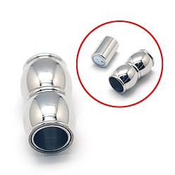 Stainless Steel Color Tarnish Resistant 304 Stainless Steel Magnetic Clasps with Glue-in Ends, Peanut, Stainless Steel Color, 18x10mm
