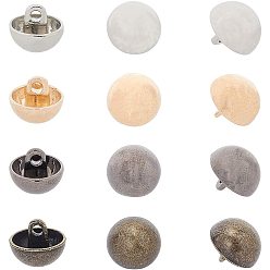 Mixed Color Alloy Shank Buttons, 1-Hole, Dome/Half Round, Antique Bronze & Gunmetal & Light Gold & Platinum, 11.5x10mm, Hole: 1.5mm, 4colors, 20pcs/color, 80pcs/box