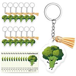 Vegetables Сделай сам наборы для ключей, включая акриловые подвески, брелок кольца, подвесные украшения с кисточками и картонные карточки для демонстрации украшений, овощи, 84x47 мм, 12 шт / комплект