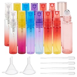 Mixed Color Refillable Bottle Sets, with Gradient Color Glass Perfume Spray Bottles & Essential Oil Roller Bottles, Transparent Plastic Funnel Hopper & 2ml Disposable Dropper, Mixed Color, 20pcs/set