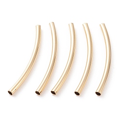 Настоящее золото 24K Бисера латунной трубки, долговечный, изогнутые бусины, трубка, реальный 24 k позолоченный, 30x2 мм, отверстие : 1.5 мм