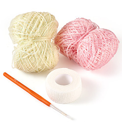 (52) Непрозрачная лаванда 2 пучки полиэфирной пряжи, с 1 крючками для вязания из поликарбоната и 1 рулоном многофункционального нетканого материала, разноцветные, 1.5 мм