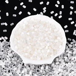 Белый Стеклянный бисер в стиле волочильного станка, имитации кошачьего глаза , колонка, белые, 6~7x3.5~4 мм, отверстие : 1.2~1.6 мм, Около 3210 шт / фунт