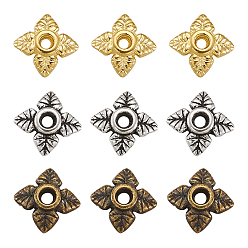 (52) Непрозрачная лаванда Сплав тибетский стиль шарики, 4-лепесток, цветок, разноцветные, 6x6x2 мм, отверстие : 1 мм, 210 шт / комплект