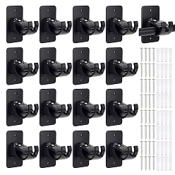 Black 16Pcs Self-adhesive ABS Curtain Rod Hook Hangers, Black, 80x48x63mm, Hole: 4mm