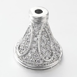 Платина Латунные микро проложить кубического циркония шарик шишки, платина, 13x12 мм, Отверстие : 1 мм & 6 мм