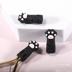 Black Cute Cat Paw Print Silicone Nail Art Cuticle Nipper Protective Cover, for Scissors and Tweezers, Black, 3.4x1.7cm