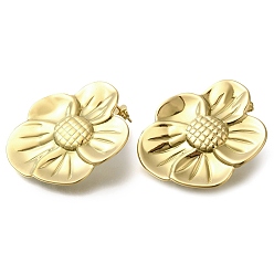 Real 18K Gold Plated & Gunmetal Ионное покрытие (ip) 304 серьги-гвоздики с цветком из нержавеющей стали, настоящее золото 18 k и бронза, 40x36 мм