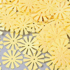 Желтый Аксессуары для орнаментов, пластиковые пайетки / блестки из пвх, AB цвет, цветок, желтые, 16x0.2 мм, Отверстие : 1 мм , около 10000 шт / 500 г