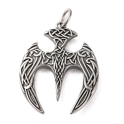 Античное Серебро 316 хирургические подвески из нержавеющей стали, с целью перехода в кольце, амулет с тремя зубцами, античное серебро, 46.5x35.5x4.5 мм, отверстие : 2.5 мм