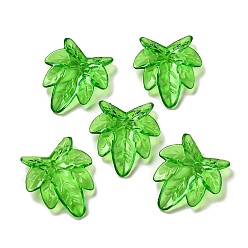 Зеленый газон Подвеска акриловая прозрачная, лист, зеленый газон, 27x24x1.2 мм, отверстие : 2 мм, 781 шт / 500 г