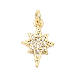 Золотой Латунные микро проложить кубического циркония подвески, звездные чары, с целью перехода в кольце, золотые, 16.5x11x2 мм, отверстие : 3.2 мм