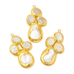 Золотой Латунные подвески, подвески-крестики из натурального жемчуга, долговечный, золотые, 49~50x26.5~29x6~7 мм, отверстие : 2.5 мм