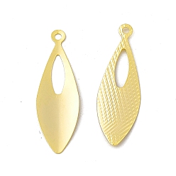 Real 24K Gold Plated Brass Pendants, Cadmium Free & Lead Free, Horse Eye Charm, Real 24K Gold Plated, 28x8.5x0.9mm, Hole: 1.4mm