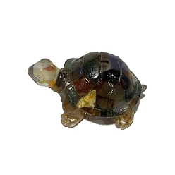 Натуральный Агат Украшение для дисплея морской черепахи из смолы, с натуральной агатовой крошкой внутри для украшения стола домашнего офиса, 45x30x25 мм