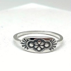 Античное Серебро Кольца из цинкового сплава для женщин, цветок, античное серебро, размер США 9 (18.9 мм)