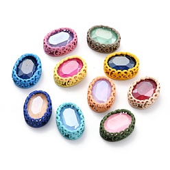 (52) Непрозрачная лаванда Шить на горный хрусталь, флуоресцентный стиль мокко, стекло горный хрусталь, с латунной фурнитурой , аксессуары для одежды, имитация желе, овальные, разноцветные, 16x12x5.7 мм, отверстие : 1.4 мм
