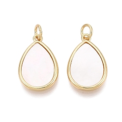 Настоящее золото 16K Натуральный белый оболочки подвески, латунные подвески-капли, реальный 16 k позолоченный, 18.5x12x2 мм, Перейти кольцо: 5x0.8 мм, внутренний диаметр: 3 мм