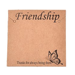 Сэнди Коричневый Крафт-бумага ювелирные изделия подвески ожерелья демонстрационные карточки, квадратные с бабочкой, песчаный коричневый, 8x8x0.03 см