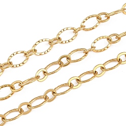 Золотой 304 цепи из текстурированной нержавеющей стали с овальными звеньями, пайки, ионное покрытие (ip), с катушкой, золотые, 7.5x5x0.8 мм