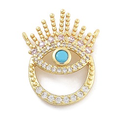 Темно-Голубой Сглаз стойка покрытие латунь микро паве кубический цирконий подвески, долговечный, без свинца и без кадмия, глубокое синее небо, 22x17x4.5 мм, отверстие : 0.9 мм