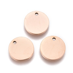 Розовое Золото Ионное покрытие (ip) 304 брелоки из нержавеющей стали, зеркальная полировка, штамповка пустой метки, лазерная резка, плоско-круглые, розовое золото , 7.8x1 мм, отверстие : 0.9 мм