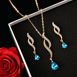 Индиколит Ожерелье из сплава со стразами и подвеской-гвоздиком, золотые, граненые, Indicolite, 400 мм