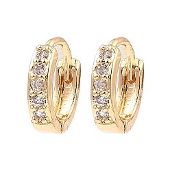 Light Gold Серьги-кольца из латуни с микропаве из кубического циркония, круглые, золотой свет, 10.5x2.5 мм
