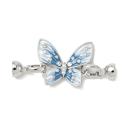 Платина Бабочка латунная микропаве прозрачный кубический цирконий складные застежки, без кадмия, без никеля и без свинца, с эмалью, платина, 45 мм