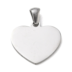Stainless Steel Color 304 Stainless Steel Pendants, Heart Charms, Stamping Blank Tag, Stainless Steel Color, 19x20x1.5mm, Hole: 5x3mm