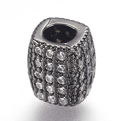 Черный Цвет Металла Латунные микро проложить кубического циркония бусы, кубоид, металлический черный , 7x6x6 мм, отверстие : 2.5 мм