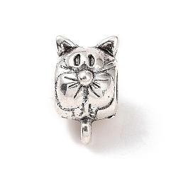 Antique Silver Tibetan Style Alloy Tube Bails, Loop Bails, Hanger Links, Cat, Antique Silver, 14x8.5x11mm, Hole: 1.5mm, Inner Diameter: 5mm, 207Pcs/500g