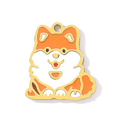 Оранжевый 304 из нержавеющей стали шармы эмали, собака, ионное покрытие (ip), реальный 18 k позолоченный, оранжевые, 14x13 мм