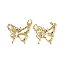 Настоящее золото 18K Латунные микро проложить кубического циркония подвески, бабочки прелести, с целью перехода в кольце, долговечный, без кадмия и без свинца, стойки покрытие, реальный 18 k позолоченный, 21x19x3 мм, отверстие : 3 мм
