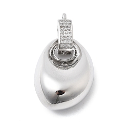 Платина Латунные подвески, с микро проложить кубического циркония, слеза, без кадмия и без свинца, платина, 34x18x11.5 мм, отверстие : 2 мм