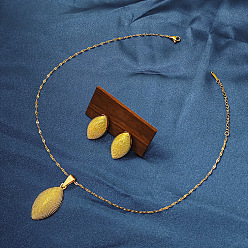 Horse Eye Комплект из ожерелья с подвеской из сплава и сережек-гвоздиков для женщин, золотые, лошадиный глаз , 405 мм и 35x22 мм